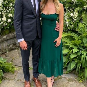 Reformation Forest Green Midi Dress